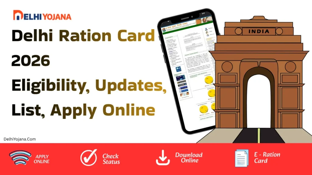 Complete ration card information guide covering online application, eligibility requirements, status tracking, and E Ration Card download process in Delhi.